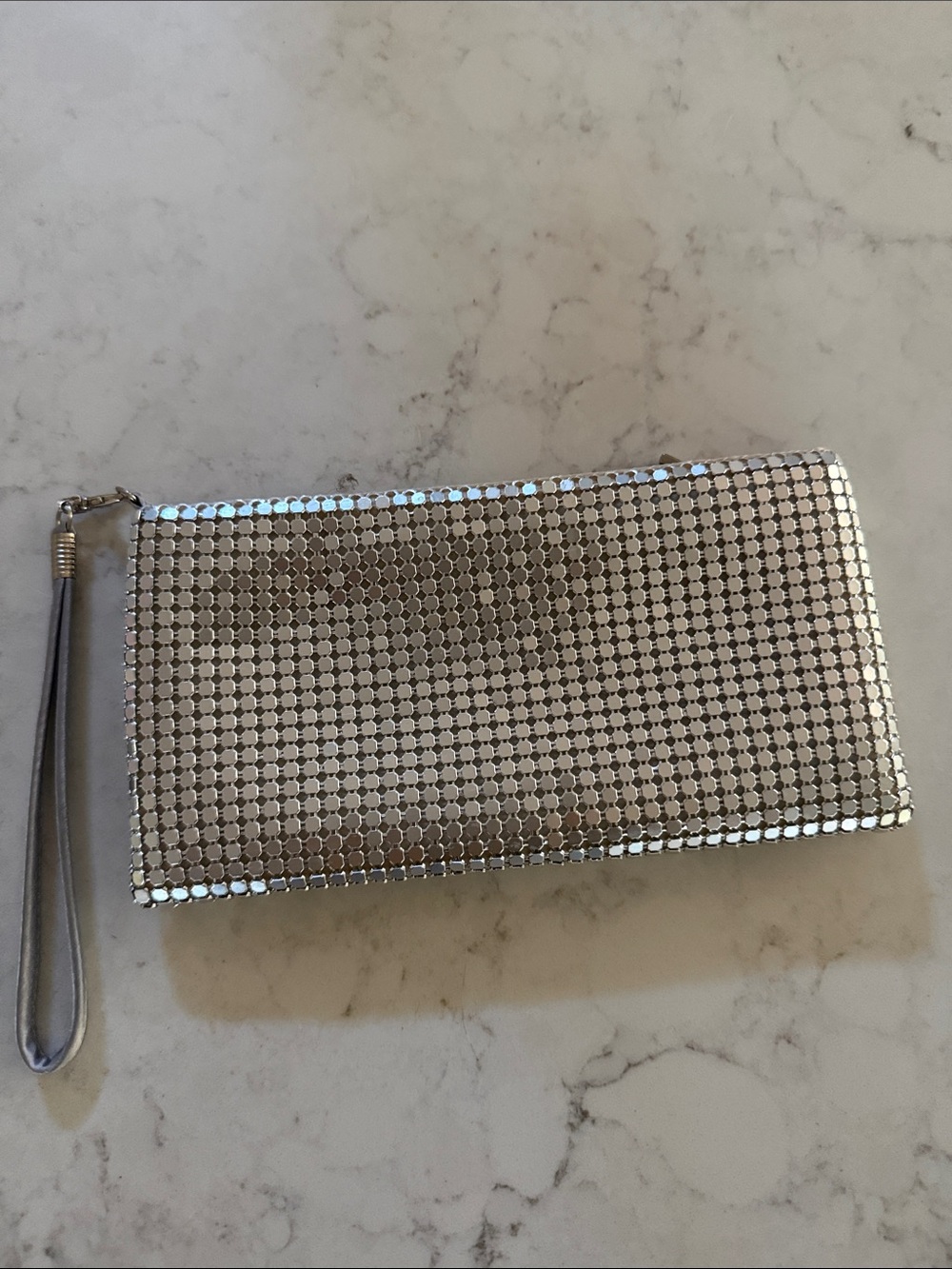 Charming Charlie Silver Metallic Mesh Wristlet